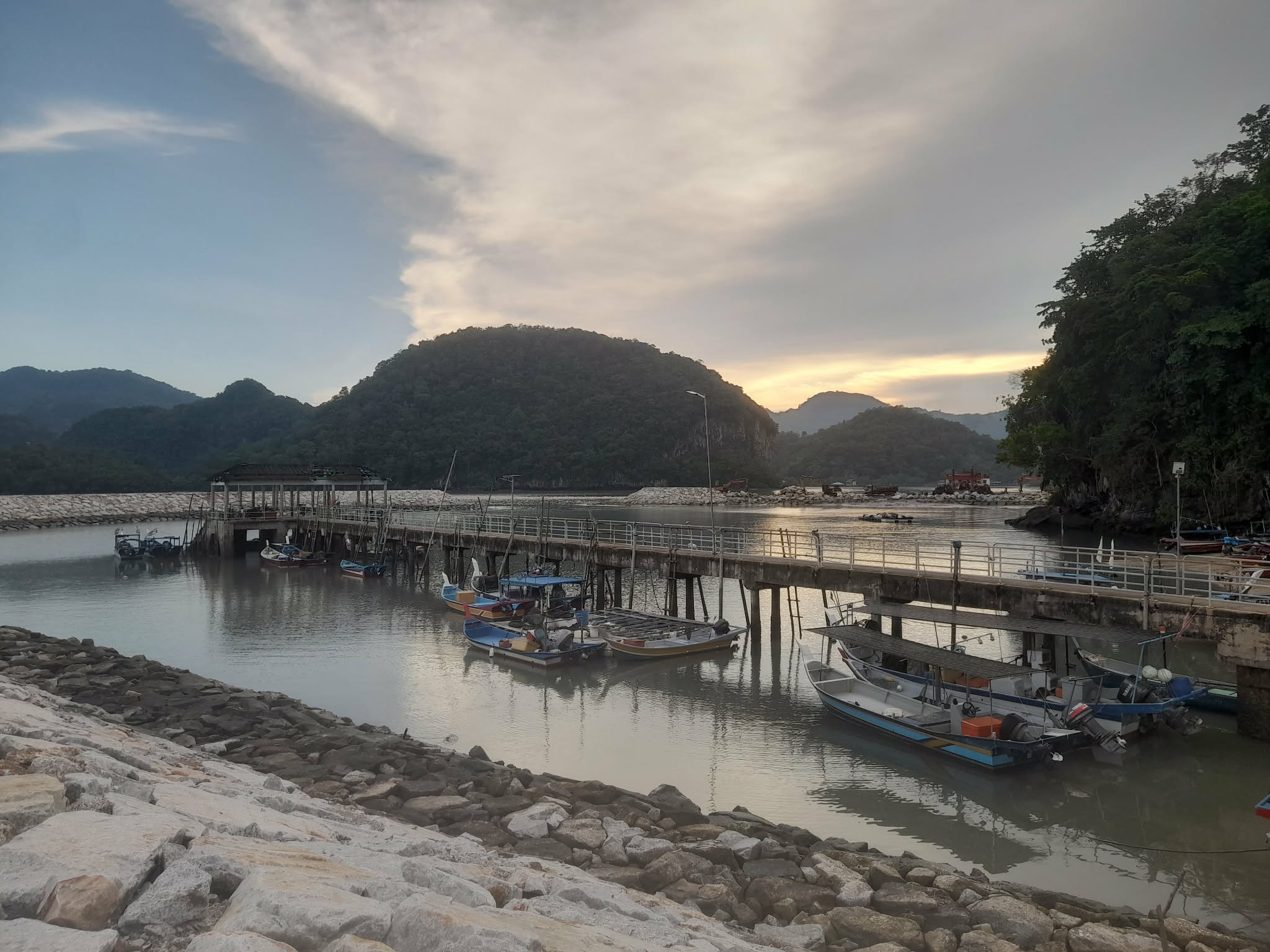 Village pier at dusk